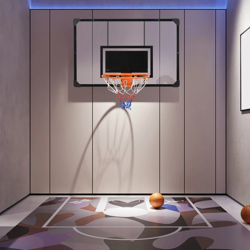 Soozier Wall Mounted Basketball Hoop With 45X 29 Shatter Proof Backboard, Durable Rim And All-Weather Net For Indoor And Outdoor Use