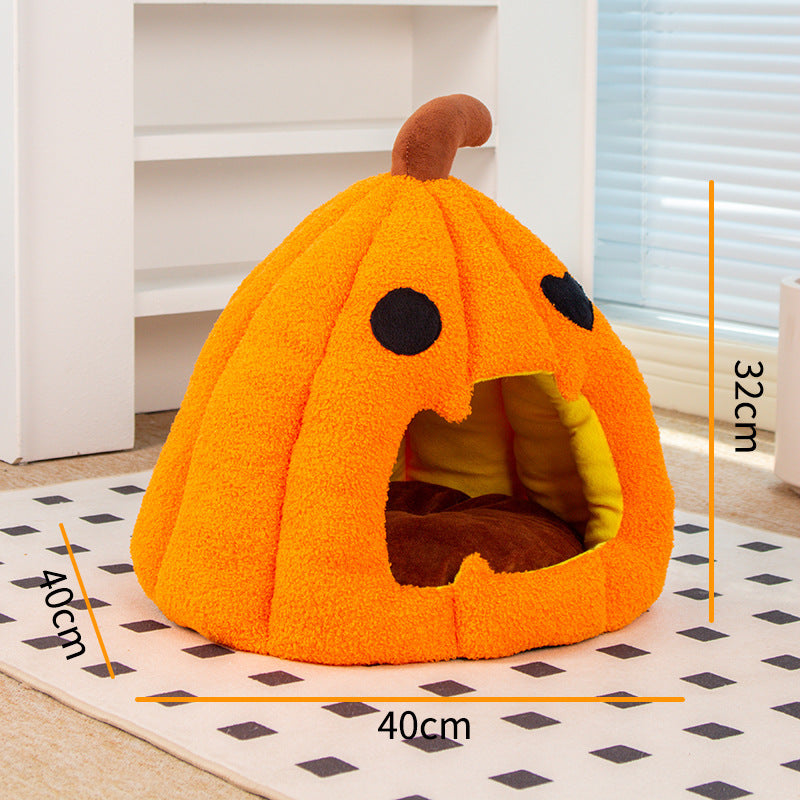 Cat Nest Sleeping Hut Habitat Pet Supplies Cozy Pet Cave Tent Halloween Pumpkin Nest Dog Cat Bed For Poodle Puppy Dog Animals